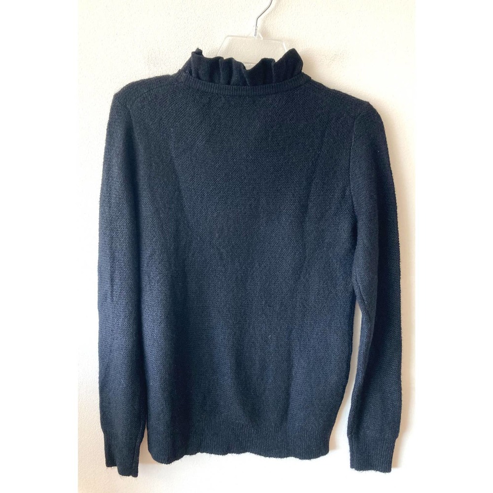 J. Crew Ruffled Neck Alpaca Blend Sweater Black Size Small